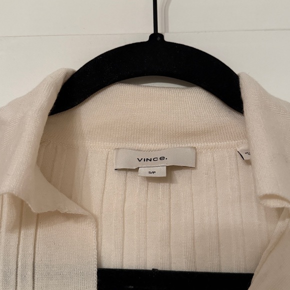 Vince ribbed knit polo top wool silk blend theory Eileen fisher cos everlane - Picture 7 of 8